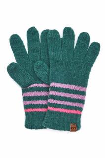 Вязаные перчатки в зеленую и розовую полоску &apos;Зяблик Glove&apos; Moshulu, зеленый