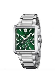 Классические кварцевые часы из нержавеющей стали с хронографом - F20635/3 Festina, зеленый