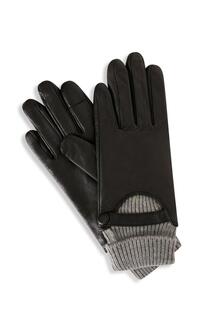 Вязаные кожаные перчатки с манжетами в подарочной упаковке Barneys Originals, черный