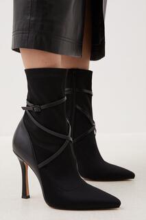 Неопреновые ботинки-носки с пряжкой Karen Millen, черный