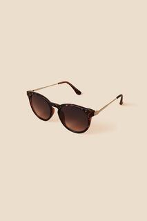 Классические солнцезащитные очки в стиле преппи с металлической дужкой Accessorize, коричневый