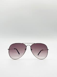 Классические солнцезащитные очки-авиаторы в металлической оправе SVNX, серебро