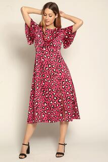 Платье-миди с леопардовым принтом Cutie London, розовый