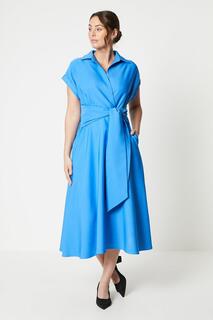Платье-миди-рубашка с завязками спереди Debenhams, синий