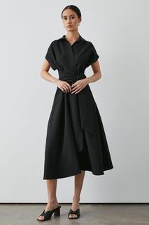 Платье-миди-рубашка с завязками спереди Debenhams, черный