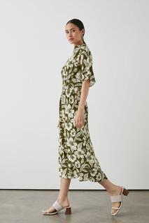 Платье-миди цвета хаки с цветочным принтом Debenhams, зеленый