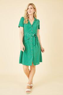 Платье-рубашка в зеленое пятно в стиле ретро Yumi, зеленый