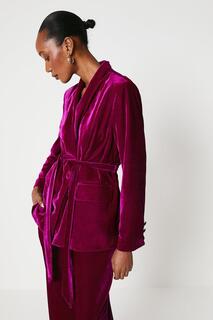 Бархатный пиджак с поясом Debenhams, розовый