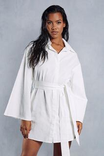 Платье-рубашка из поплина Extreme с рукавами-кимоно и поясом MISSPAP, белый