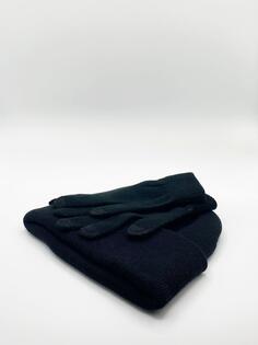 Вязаный комплект шапки и перчаток SVNX, черный