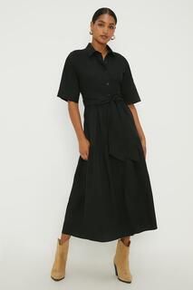 Платье-рубашка из поплина с короткими рукавами Dorothy Perkins, черный