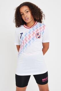 Футбольная футболка в стиле ретро для девочек Beat Girlz Club, белый