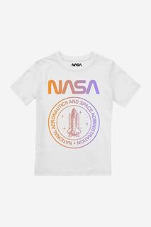Футболка для мальчиков с национальным гербом и градиентом NASA, белый