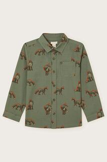 Рубашка с принтом лисы Monsoon, зеленый