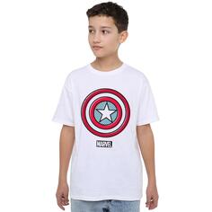 Футболка «Капитан Америка» на молнии с изображением щита Америки Marvel, белый