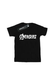 Потертая футболка с логотипом Avengers Marvel, черный