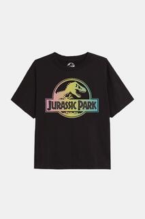 Футболка для девочек с градиентным логотипом Jurassic Park, черный