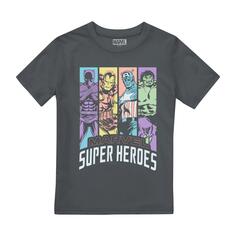 Классическая футболка с супергероями Marvel, серый