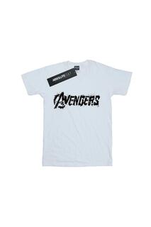 Потертая футболка с логотипом Avengers Marvel, белый