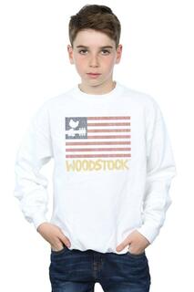 Толстовка с потертым флагом Woodstock, белый