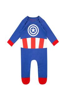 Комбинезон для сна с изображением Капитана Америки и Мстителей для маленьких мальчиков Marvel, синий