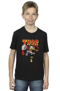 Футболка с надписью Thor Hammer Throw Marvel, черный