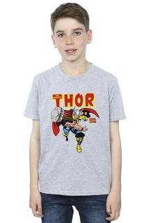Футболка с надписью Thor Hammer Throw Marvel, серый