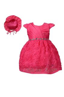 Платье с цветочным принтом и чепчиком Cinda, розовый
