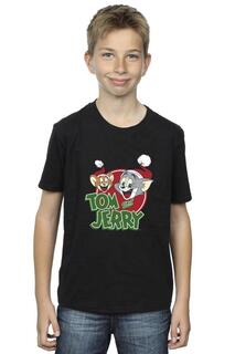 Футболка с логотипом «Рождественская шапка» Tom &amp; Jerry, черный