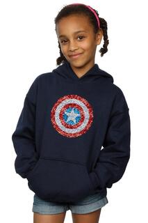 Толстовка с пиксельным щитом «Капитан Америка» Marvel, темно-синий
