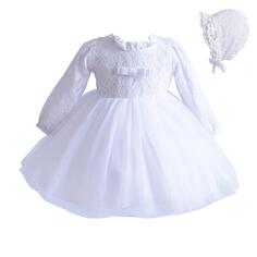 Кружевное платье и чепчик для крещения Cinda, белый