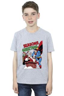 Футболка с комиксами «Супермен Санта» DC Comics, серый