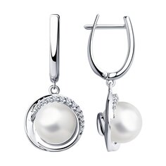Серьги SOKOLOV из серебра с синтетическим жемчугом и фианитами