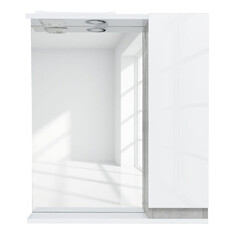 Шкафы навесные для ванной шкаф зеркальный GRADEONIKA Зефир 60см с подсветкой правый слейт белый