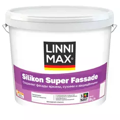 Краска фасадная Linnimax Silikon Super Fassade моющаяся матовая цвет белый база 1 9 л Без бренда