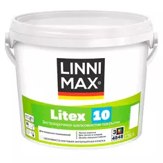 Краска для стен и потолков Linnimax Litex 10 моющаяся матовая прозрачная база 3 2.35 л Без бренда