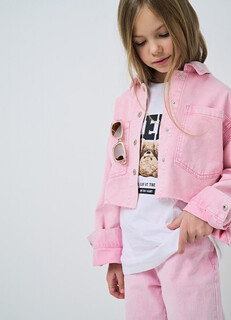 Джинсовая куртка для девочек, Розовый O'stin
