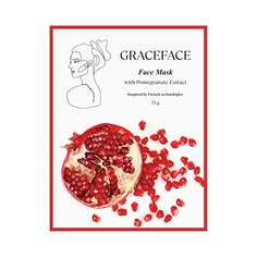 Маска для лица GRACE FACE Тканевая маска для лица увлажняющая и Восстанавливающая с экстрактом граната 25.0