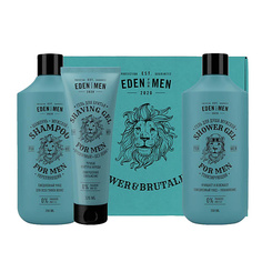 Набор средств для ванной и душа EDEN Подарочный набор For men шампунь+гель для душа+гель для бритья прозрачный