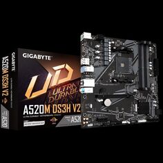 Материнская плата mATX GIGABYTE A520M DS3H V2 (AM4, AMD A520, 4*DDR4 (4733), 4*SATA 6G RAID, M.2, 2*PCIE, Glan, HDMI, DP, 4*USB 3.2, 2*USB 2.0)