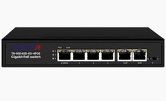 Коммутатор неуправляемый TRASSIR TR-NS1406-65-4POE с 4 PoE портами (10/100/1000 Мбит/с (Base-T)), 2 Uplink (10/100/1000 Мбит/с (Base-T))