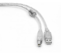Кабель интерфейсный USB 2.0 Cablexpert AM/BM 0,75 м, Pro, экран, феррит. кольцо, прозрачный, пакет