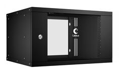 Шкаф настенный 19", 6U Cabeus WSC-05D-6U55/45-BK 550х450 серия LIGHT разборный, дверь стекло, цвет черный
