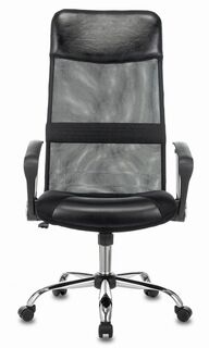 Кресло офисное Бюрократ CH-600SL руководителя, черное, искусст.кожа/сетка/ткань, крестовина металл хром