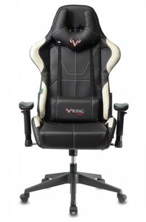 Кресло игровое Бюрократ VIKING 5 AERO WHITE цвет черный/белый, искусственная кожа, с подголов. крестовина пластик