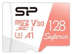 Карта памяти 128GB Silicon Power SP128GBSTXDV3V20SP microSDXC Class 10 UHS-I U3 100/80 Mb/s Superior A1 (SD адаптер)
