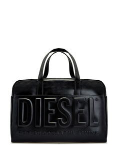Дорожная сумка из гладкой эко-кожи с фактурным логотипом Diesel
