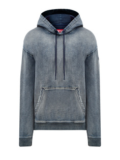 Свободное худи D-Um-Rib Track из винтажного денима с логотипом Diesel