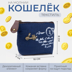 Кошелек на молнии, цвет синий NO Brand