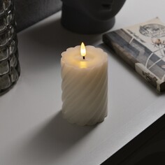 Светодиодная свеча витая белая, 7.5 × 12.5 × 7.5 см, пластик, воск, батарейки ааах2 (не в комплекте), свечение теплое белое Luazon Lighting
